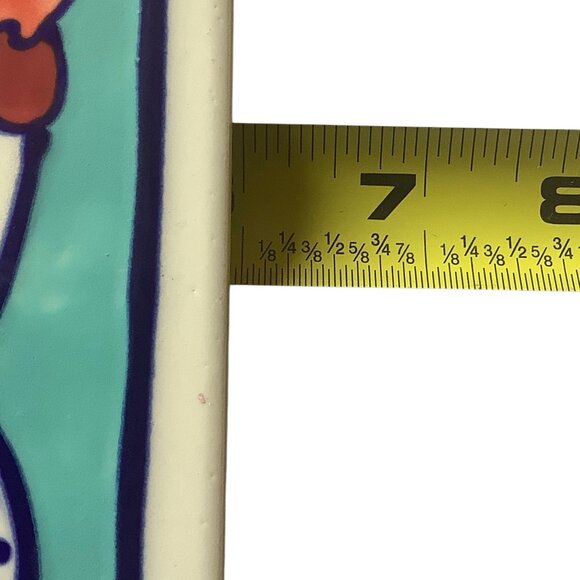 Vtg Diane Artware Decor Wall Ceramic Tile Whimsical Fish Flowers 6"x6" Signed - Picture 6 of 7